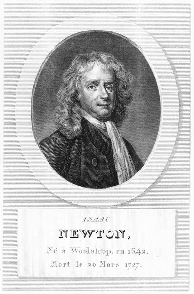 Porträtt av Sir Isaac Newton (1642-1727) av French School