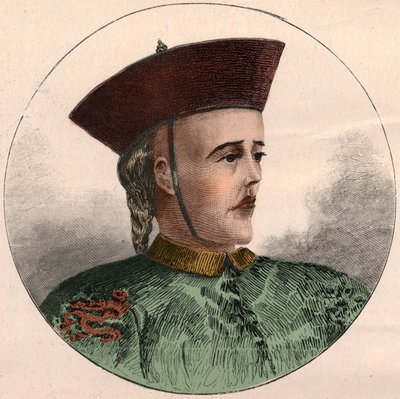 Porträtt av Guangxu, kejsare av Kina (1871-1908). av French School