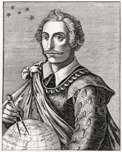 Porträtt av Thomas Cavendish (1560-92) graverad av L Armessin av French School