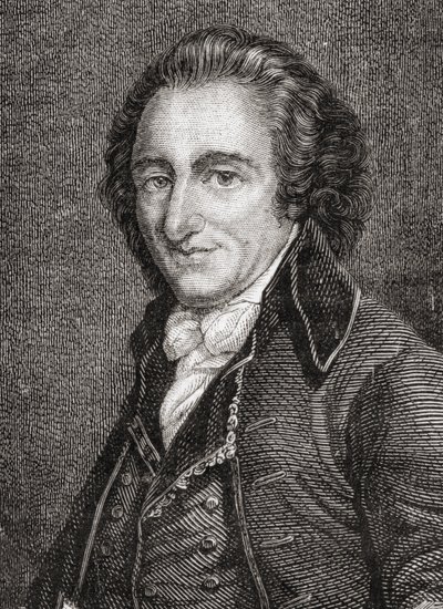 Porträtt av Thomas Paine (1737-1809) (gravyr) av French School