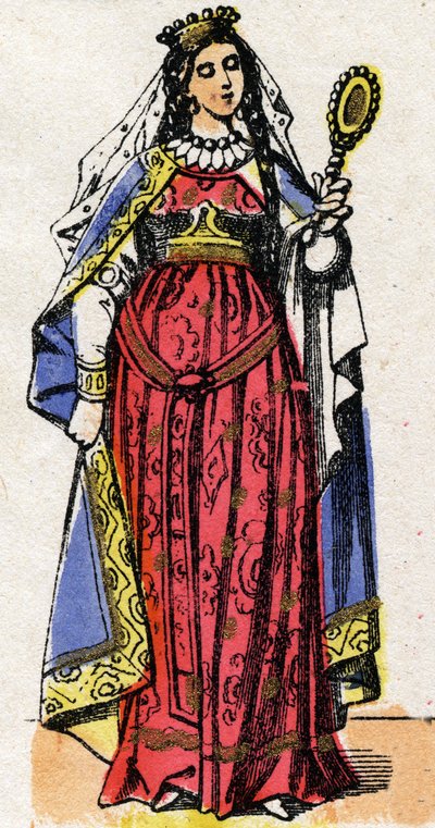 Porträtt av Ultrogothe (död efter 566-567) drottning av Frankrike och hustru till Childebert 1:a. av French School