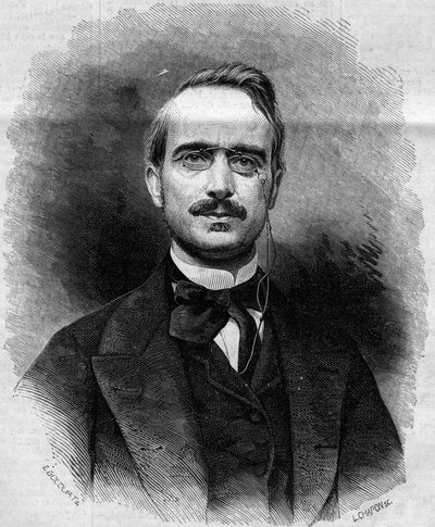 Porträtt av Urbano (Urban), greve Rattazzi (1808-1873), italiensk politiker. Gravyr i "" Le Monde Illustré"" nr 258 av 22 mars 1862. av French School