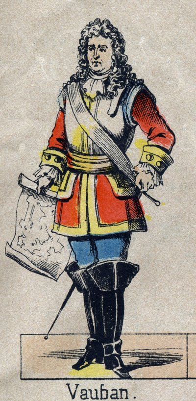 Porträtt av Vauban Sebastien the Prestre (1633-1707), marechal av Frankrike. Bild på Epinal från slutet av 1800-talet. Privat samling. av French School