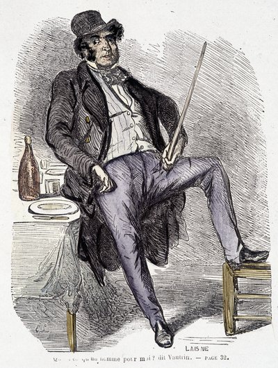 Porträtt av Vautrin (rollfigur inspirerad av Vidocq) - i "Kurtisanernas prakt och elände" av Balzac. av French School