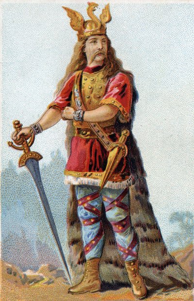 Porträtt av Vercingetorix (72-46 f.Kr.), gallernas kung. Kromolitografi omkring 1890. av French School