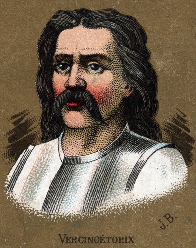 Porträtt av Vercingetorix (72-46 f.Kr.), gallernas kung. Kromolitografi omkring 1890. av French School