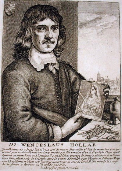 Porträtt av Wenceslaus Hollar (1607-77) (gravyr) av French School