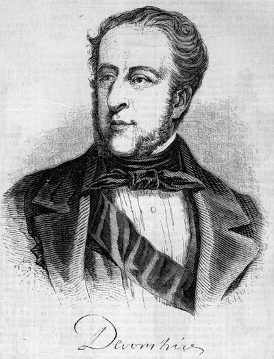 Porträtt av William Spencer Cavendish (1790-1858), hertig av Devonshire. Gravyr i "" Le Monde Illustré"" nr 45 av 20 februari 1858. av French School