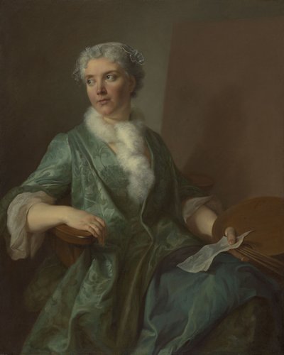 Porträtt av en kvinnlig konstnär, ca 1735 (olja på duk) av French School