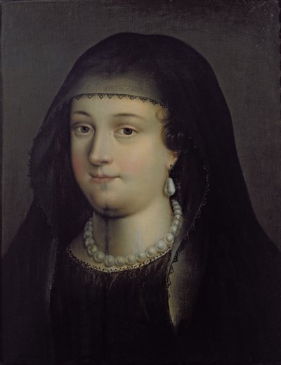 Porträtt av en flicka, som antas vara Mary Queen of Scots (1542-87) av French School