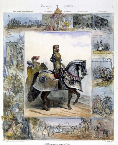 Porträtt av en Ecuyer i "Picturesque History of Ancient and Modern Riding" av Charles Aubry av French School