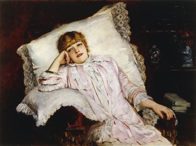 Porträtt av skådespelerskan Jeanne Samary sittande i trekvartslängd, av French School