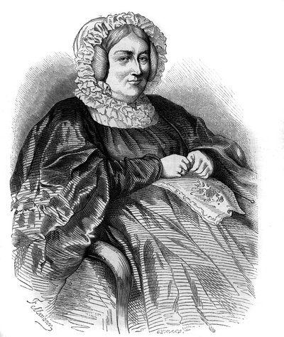 Porträtt av Marquise de La Rochejaquelein (La Rochejaquelein) (nee Marie Louise Victoire de Donnissan eller Donissan) (1772-1857), fransk författare. Gravyr från 1858. av French School