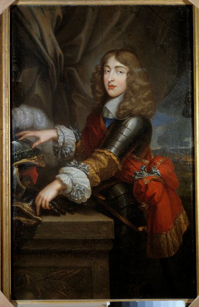 Porträtt av prinsen av huset Stuart tidigare James II, kung av Storbritannien och Irland (1633-1701) Målning av den franska skolan 1600-talet. Dämpa. 1,45 x 0,93 m. av French School
