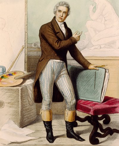 Porträtt av målaren Jacques-Louis David av French School