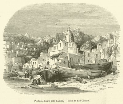 Positano, i Amalfibukten (gravyr) av French School
