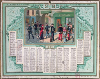 Postens kalender för 1884 av French School
