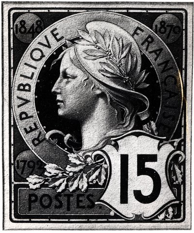 Frimärke föreställande Marianne, Frankrikes officiella representation, ca. 1893 av French School