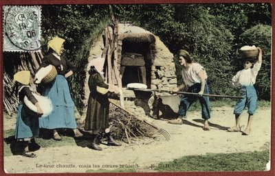 Vykort föreställande en gemensam ugn, 1906 av French School
