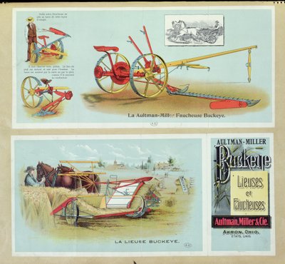 Affischreklam Aultman-Miller Buckeye Binders and Reapers, slutet av 1800-talet av French School