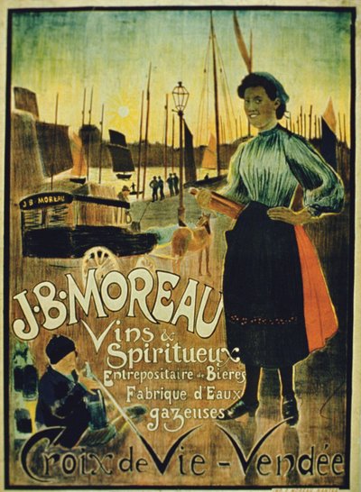 Affischreklam Croix de Vie, gjord av J.B. Moreau, Vendee av French School