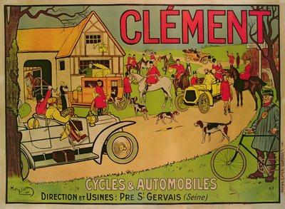 Affischreklam Cyklar och bilar Clement, Pre Saint-Gervais, 1906 av French School