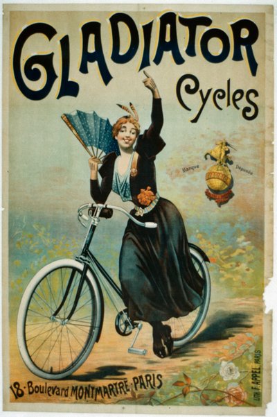 Affischreklam Gladiator Cycles, Boulevard Montmartre, Paris av French School
