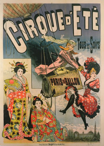 Affisch som annonserar Paris en Ballon på Cirque d
