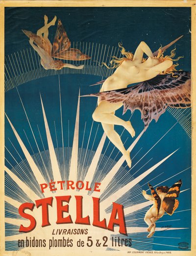 Affisch med reklam för Stella bensin, 1897 av French School