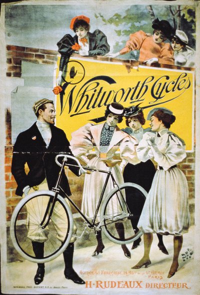 Affisch som annonserar Whitworth Cycles, Paris av French School