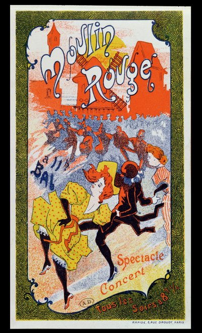 Affisch som annonserar Moulin Rouge, ca 1890-1900 av French School