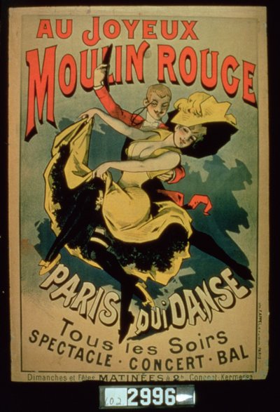 Affisch för Paris danser på Joyous Moulin Rouge, Paris av French School