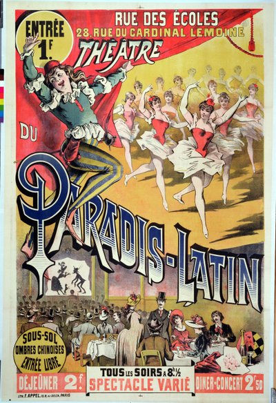 Affisch för Theatre du Paradis Latin, ca 1880-90 av French School