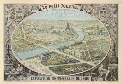 Affisch publicerad av Le Petit Journal för att marknadsföra Exposition Universelle i Paris, 1900 av French School