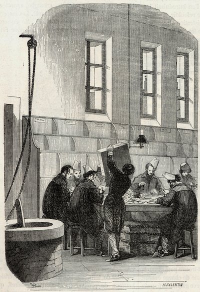 Inlägg: Sortering av brev för avdelningar och utomlands - Gravyr i "Tableau-de-Paris" av Edmond Texier 1852 av French School