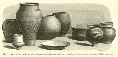 Gallisk och gallo-romersk keramik, Sevres-et-Cluny, hittad i och runt Paris, reducerad till en fjärdedel av French School