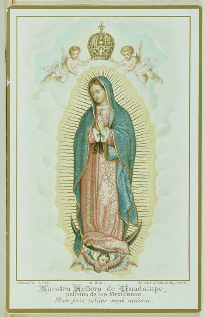Bönkort föreställande Our Lady of Guadalupe, ca 1900 av French School