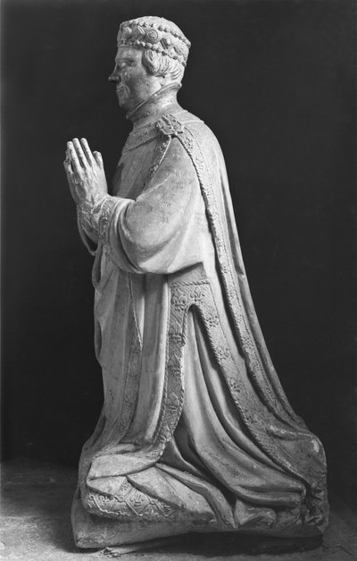 Be knästående figur av hertug Jean de Berry (1340-1416) greve av Poitiers, 1400-1700-talet av French School