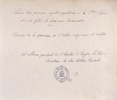 Dyrbart album som tillhörde prinsessan Elisa och hennes dotter Camerata (bläck på papper) av French School