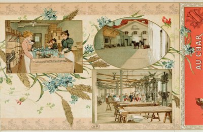 Beredning av pasta i en fabrik, ca 1900 av French School