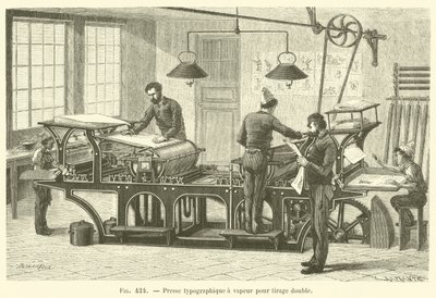 Ångtypografisk press för dubbeltryck (gravyr) av French School