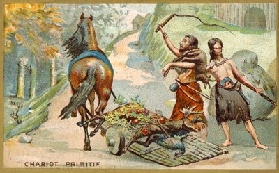 Primitiv vagn (chromolitho) av French School