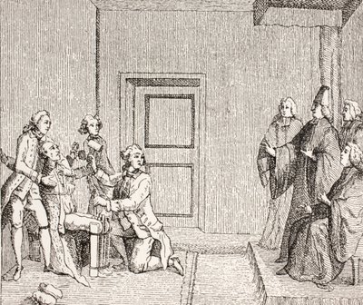 Fånge som genomgår tortyr av Brodequin, 1875 av French School