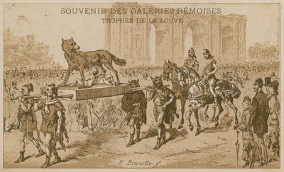 Procession som bär hon-vargens trofé av French School