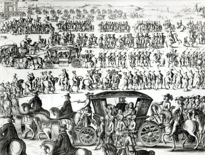 Procession av den unge kungen Ludvig XIV:s inträde som barn i staden Paris den 18 augusti 1649, detalj av French School