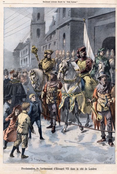 Tillkännagivande om framtiden för Edward VII, kung av England (1841-1910) på dagen för drottning Victorias död den 22 januari av French School