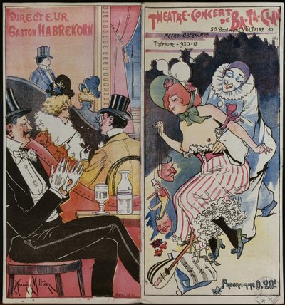 Program för Ba-ta-klan Cafe Concert, c.1905 av French School