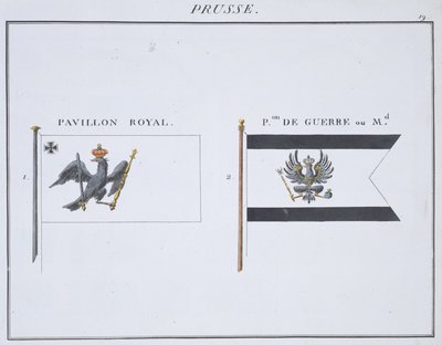 Preussiska flaggor, från en fransk flaggbok, c.1819 av French School