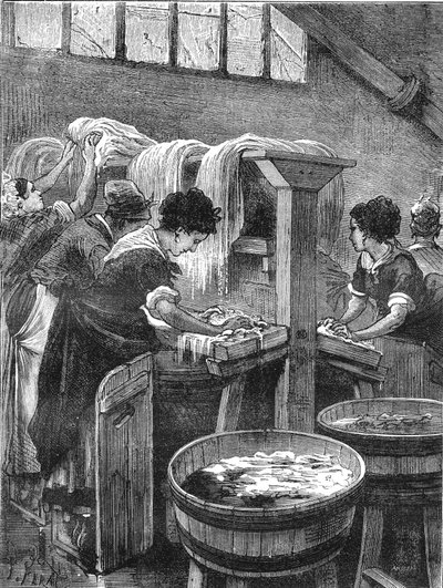 Allmän tvätt, tvättverkstad, vattenanvändning 1880 av French School