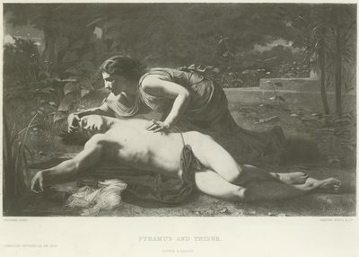 Pyramus och Thisbe (gravyr) av French School